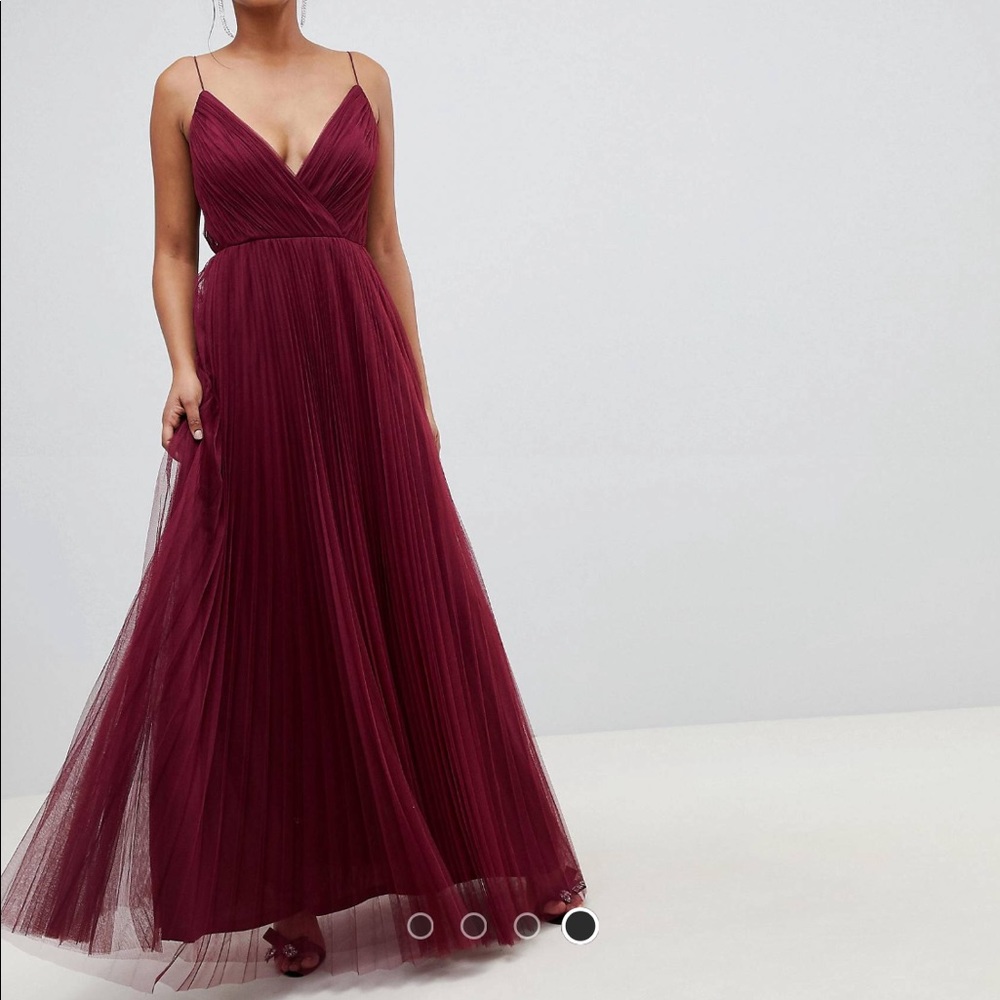 ASOS DESIGN- CAMI PLEATED TULLE MAXI DRESS